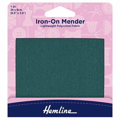 H691.BT  Polycotton Iron On Patch: Bottle Green - 24 x 9cm